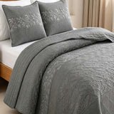 Vintage Botanical Quilted 3‑Piece Bedding Set