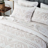 Ivory Nomad Geometric Quilted 3-Piece Bedding Set