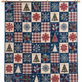 Navy Snowflake Pine Tree Plaid Patchwork Quilted 3-Piece Bedding Set