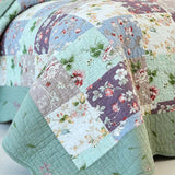 Sage Floral Patchwork Quilted 3-Piece Bedding Set