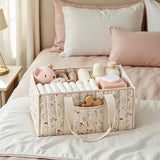 Whimsical Forest Quilted Beige Diaper Caddy Organizer