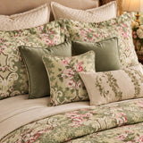Vintage Rose Botanical Floral Quilted 3-Piece Bedding Set