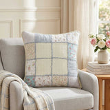 Grid Patchwork Floral Quilted Pillow Cover