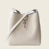 Top-grain cowhide bucket crossbody tote bag
