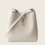 Top-grain cowhide bucket crossbody tote bag