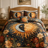 Celestial Sunflower Moonlight Quilted 3-Piece Bedding Set