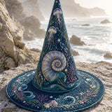 H.PAI Deep Sea Mermaid Coastal Gothic Handcrafted Quilted Witch Hat