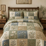 Wildflower Meadow Quilted 3-Piece Bedding Set – Luxury Quilted Bedding with Matching Pillow Shams