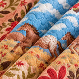Western Horse Floral Quilted 3-Piece Bedding Set