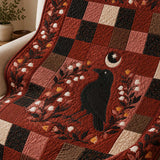 Raven Moonlit Floral Patchwork Quilted Blanket