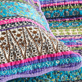 Turquoise Boho Stripe Quilted 3-Piece Bedding Set
