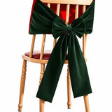 Christmas Velvet Chair Bow Sash, 29×19 inch Green Chair Back Decor