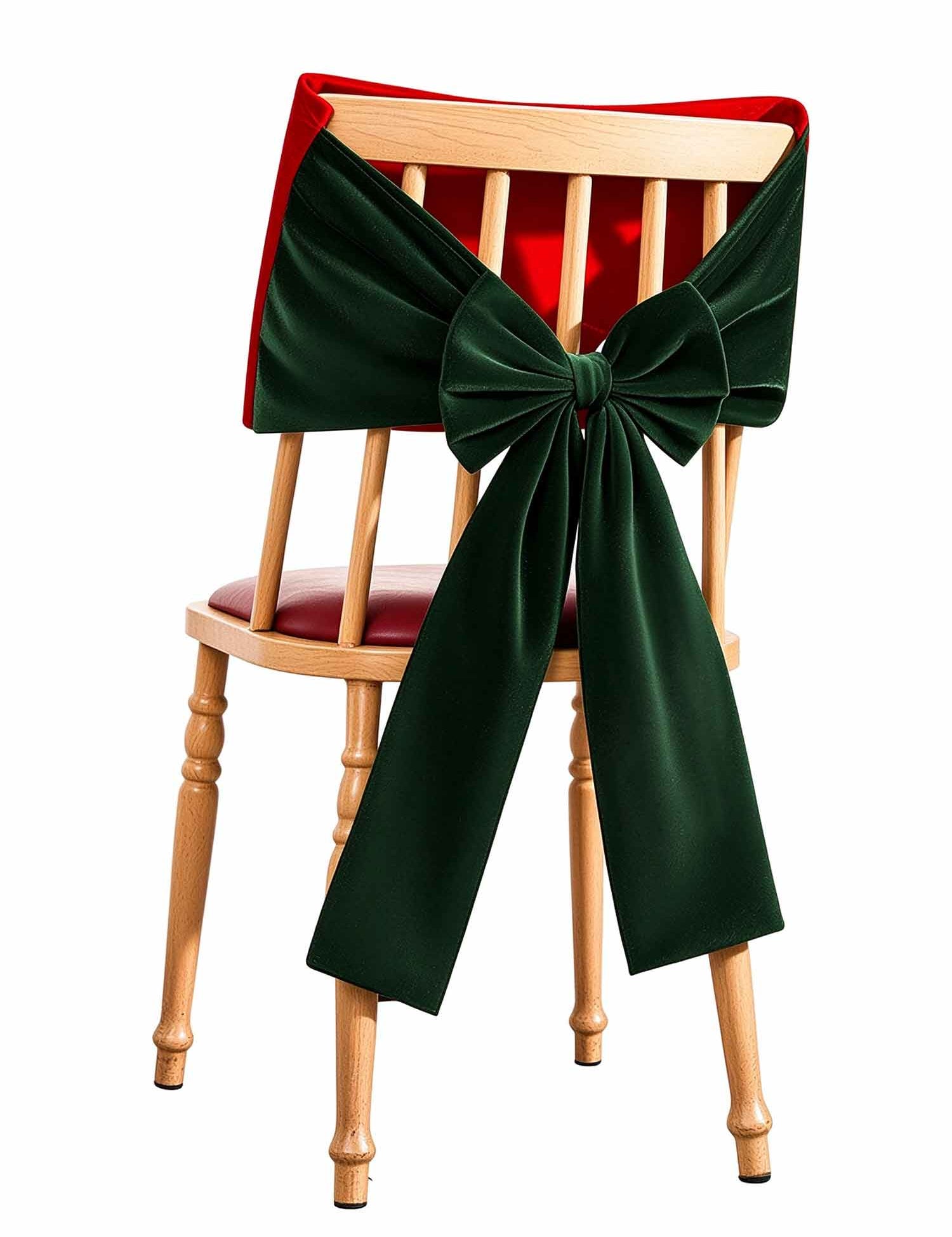 Christmas Velvet Chair Bow Sash, 29×19 inch Green Chair Back Decor