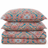 Turquoise Boho Medallion 100% Cotton Quilted Bedding Set