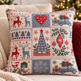 Nordic Christmas Reindeer & Gift Car Quilted Pillow Cover