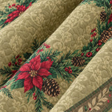 Poinsettia Christmas Wreath Quilted 3-Piece Bedding Set