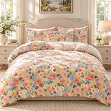 Vintage Floral 100% Cotton 3-Piece Duvet Cover Bedding Set