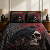 Crimson Raven 3‑Piece Quilted Bedding Set