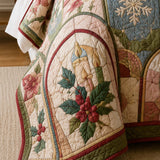 Christmas Chapel Window Quilted 3-Piece Bedding Set