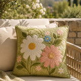 Flower Quilted Pillow Case