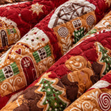 Gingerbread House Candy Stripe Quilted 3-Piece Bedding Set
