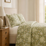 H.PAI Sage Botanical Garden Quilted 3-Piece Bedding Set