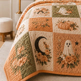 H.PAI Pumpkin Cat Ghost Garden Quilted 3-Piece Bedding Set