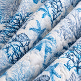 Blue Coral Reef Quilted 3-Piece Bedding Set