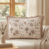 Vintage Floral Scalloped Cotton Throw Pillow Cover