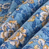 Blue Botanical Floral Quilted 3-Piece Bedding Set