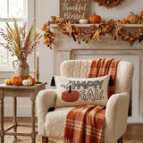 Happy Fall Pumpkin Tufted Lumbar Pillow Cover