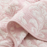 Pink Damask Floral Quilted 3-Piece Bedding Set