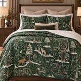 Enchanted Woodland Christmas Quilted 3-Piece Bedding Set