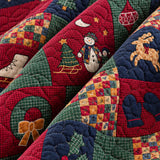 Christmas Snowman Patchwork Quilted 3-Piece Bedding Set
