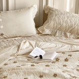 Ivory Daisy Vine Quilted 3-Piece Bedding Set