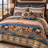 Western Horse Patchwork Quilted 3-Piece Bedding Set