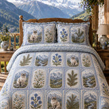 H.PAI Alpine Mountain Cat Quilted 3-Piece Bedding Set