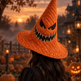 Grinning Demon Halloween Gothic Handcrafted Quilted Witch Hat