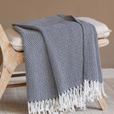 Classic Herringbone Cotton Throw Blanket
