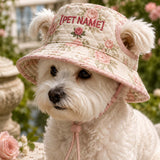 Personalized Rose Quilted Dog Hat – Custom Pet Name With Ear Holes