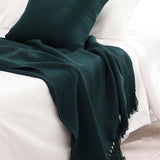 Textured Fringe Knitted Throw Blanket & Pillow Cover Set