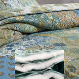 Sage Botanical Patchwork Quilted 3-Piece Cotton Bedding Set