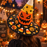 Candy Corn Pumpkin Halloween Handcrafted Quilted Witch Hat