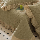 Sage Leaf Double-Layer Gauze Quilted 3-Piece Bedding Set