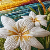 H.PAI Tropical Plumeria Floral Quilted 3-Piece Bedding Set – Luxury Quilted Bedding with Matching Pillow Shams