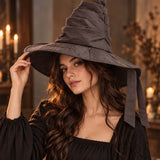 Vintage Brown Leather Style Handcrafted Witch Hat