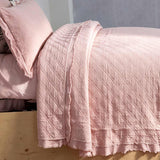 Soft Ruffled Trim Quilted 3‑Piece Bedding Set