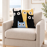Whimsical Cat Knitted Pillow Cover