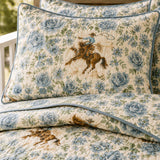 H.PAI Western Floral Horse Quilted 3-Piece Bedding Set – Luxury Quilted Bedding with Matching Pillow Shams