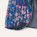 Floral Mixed - Reversible Vintage Patchwork Quilted Vest Tie-Front Waistcoat
